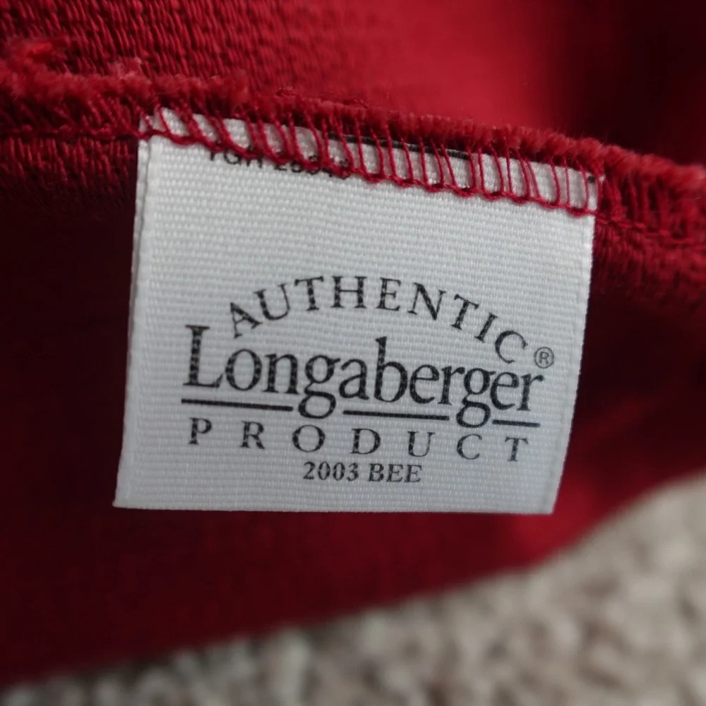 Longaberger 2003 Bee Basket Liner Red Woven Fabric Striped Trim Accessory